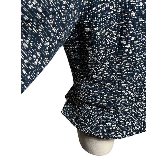 Badgley Mischka Wide Sleeve Moc Turtleneck Blazer Blue Geometric Print Size 10 - Picture 2 of 7